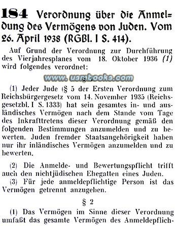 1938 Anmeldung des Vermgens von Juden